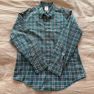 Brooks Brothers Button Down Long Sleeve Regent Shirt Green Plaid Non Iron Large